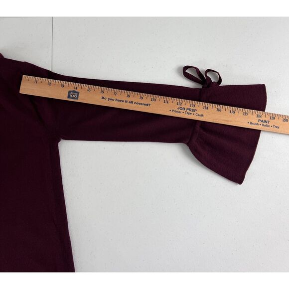 J Crew Women's Merino Wool V-Neck Sweater Drawstring Sleeves Cabernet Size XS - Picture 11 of 12